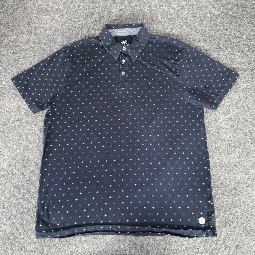Desert Dunes Mens Medium Blue Geometric Polo Shirt Short Sleeve Golf Performance